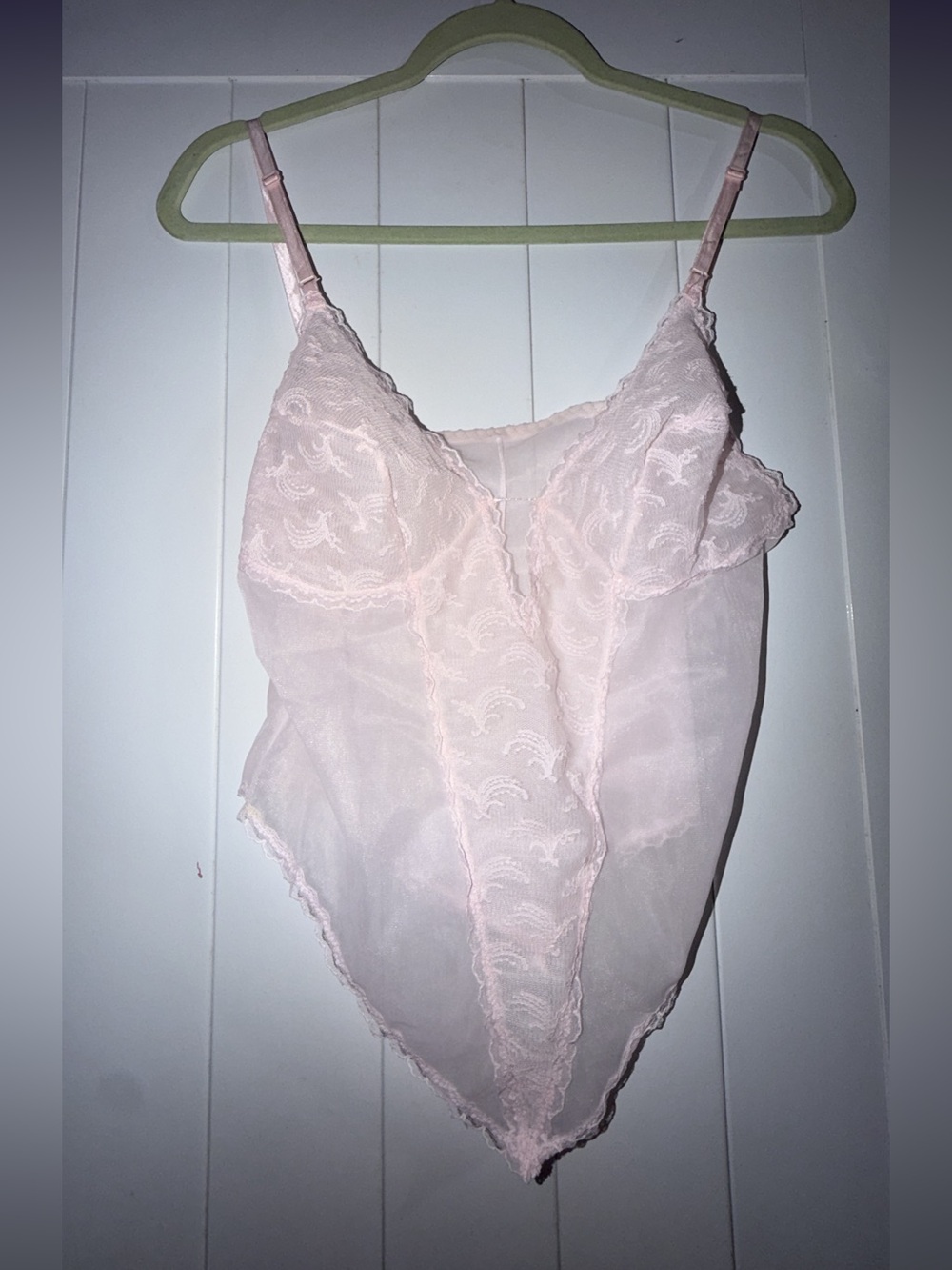 Vassarette Sheer Lace Chemise in Light Pink